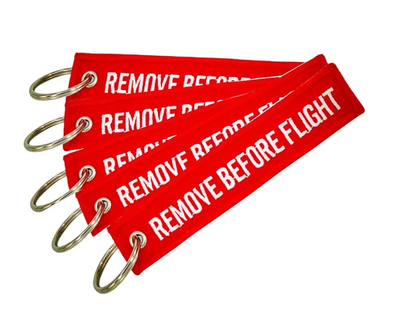 Red Remove Before Flight Lanyard Fix Fly Travel Keychain